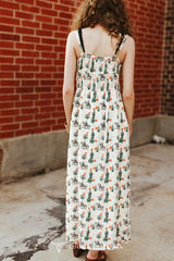 Lucky & blessed Cream Cactus & Cowboy Print Midi Dress