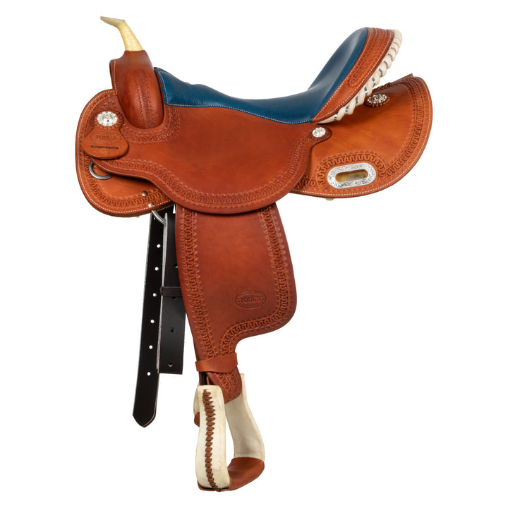 Pool's colored seat blue 5020 barrel saddle SE 0075B