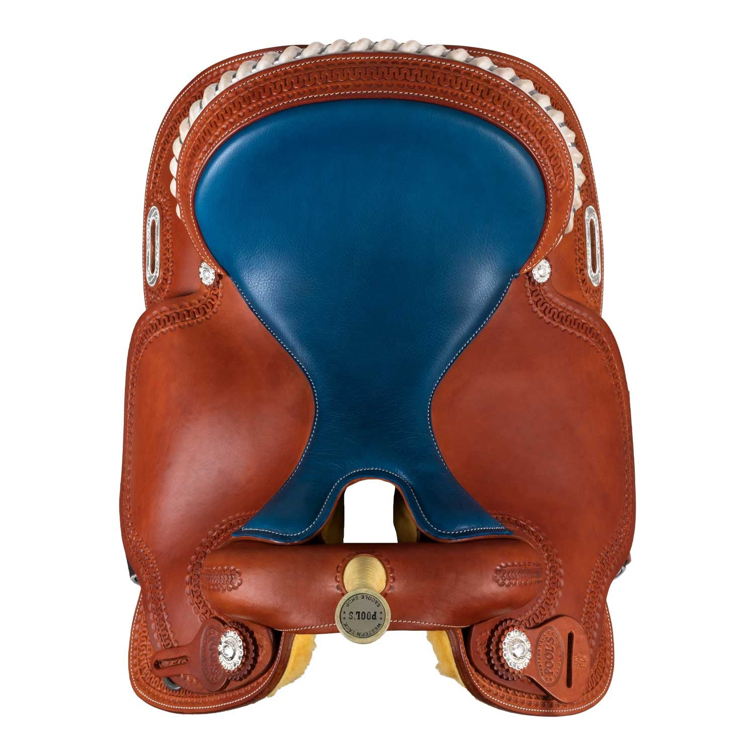 Pool's colored seat blue 5020 barrel saddle SE 0075B