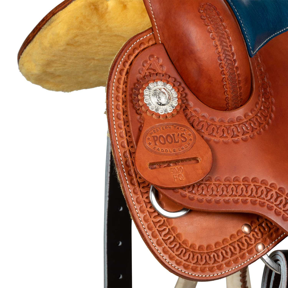 Pool's colored seat blue 5020 barrel saddle SE 0075B