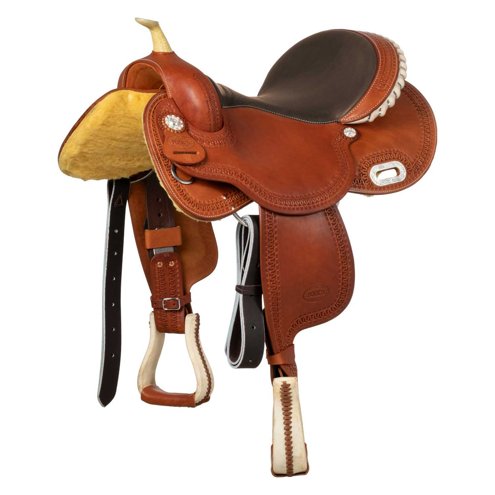 Pool's colored seat rawhide 5020 barrel saddle SE 0075