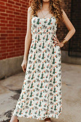 Lucky & blessed Cream Cactus & Cowboy Print Midi Dress